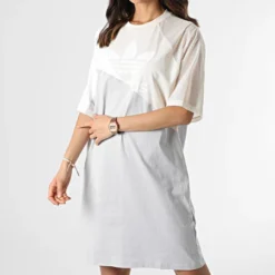 Adidas Originals Robe Tee Shirt Femme HC0636 Beige Gris -Promos Sublisane Magasin adidas 306959 HC0636 20220325T133514 03