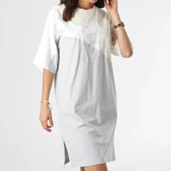 Adidas Originals Robe Tee Shirt Femme HC0636 Beige Gris -Promos Sublisane Magasin adidas 306959 HC0636 20220325T133516 05