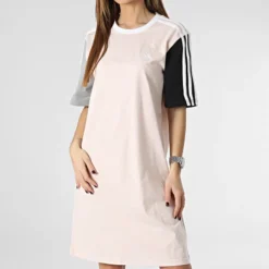 Adidas Sportswear Robe Tee Shirt Femme 3 Stripes IC1462 Rose