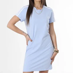 Adidas Sportswear Robe A Bandes Femme IC9885 Bleu Clair -Promos Sublisane Magasin adidas 366301 IC9885 20230329T152822 05