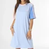 Adidas Sportswear Robe Tee Shirt A Bandes Femme 3 Stripes IC1460 Bleu Clair -Promos Sublisane Magasin adidas 371653 IC1460 20230524T140130 01