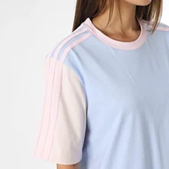 Adidas Sportswear Robe Tee Shirt A Bandes Femme 3 Stripes IC1460 Bleu Clair -Promos Sublisane Magasin adidas 371653 IC1460 20230524T140134 04