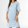 Adidas Originals Robe Tee Shirt A Bandes Femme 3 Stripes IL3315 Bleu Clair -Promos Sublisane Magasin adidas 372729 IL3315 20230524T140255 01