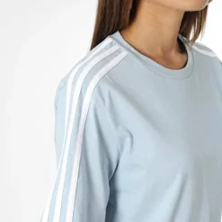 Adidas Originals Robe Tee Shirt A Bandes Femme 3 Stripes IL3315 Bleu Clair -Promos Sublisane Magasin adidas 372729 IL3315 20230524T140259 04