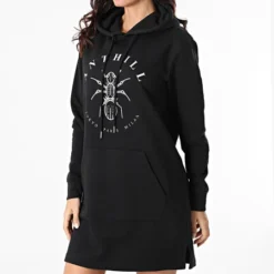 Robe Capuche Sweat Femme Logo Noir