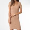 Robe Manches Courtes Femme Harper Camel -Promos Sublisane Magasin brave soul 324798 LDRJ 69HARPERPKC CAMEL 20220628T160310 01