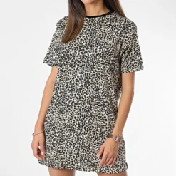 Robe Tee Shirt Femme Cola Beige Leopard