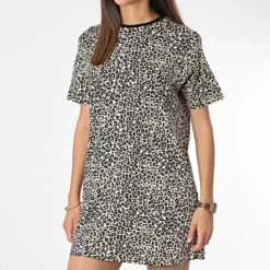 Robe Tee Shirt Femme Cola Beige Leopard -Promos Sublisane Magasin brave soul 324929 LDRJ 149COLA TAN ANIMAL 20220628T160428 03