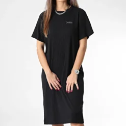 Calvin Klein Robe Femme Badge RIB 9857 Noir