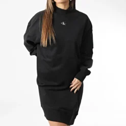Calvin Klein Robe Sweat Crewneck Femme 0412 Noir -Promos Sublisane Magasin calvin klein 345687 J20J220412 BEH 20221117T095343 03