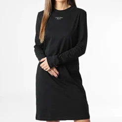 Calvin Klein Robe Tee Shirt Manches Longues Femme 9853 Noir
