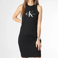 Calvin Klein Robe Débardeur Femme 0754 Noir
