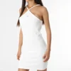 Calvin Klein Robe Femme Waffle Halter 0752 Blanc -Promos Sublisane Magasin calvin klein 361631 J20J220752 0IN 20230417T094820 01