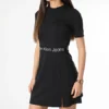 Calvin Klein Robe Manches Courtes Femme Tape Milano 1408 Noir