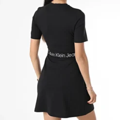 Calvin Klein Robe Manches Courtes Femme Tape Milano 1408 Noir -Promos Sublisane Magasin calvin klein 371031 J20J221408 BEH 20230512T152524 04