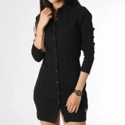 Calvin Klein Robe Chemise Manches Longues Femme 1644 Noir -Promos Sublisane Magasin calvin klein 372794 J20J221644 BEH 20230605T143111 03