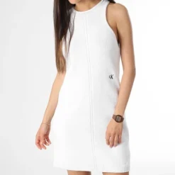 Calvin Klein Robe Débardeur Sans Manches Femme 1398 Blanc