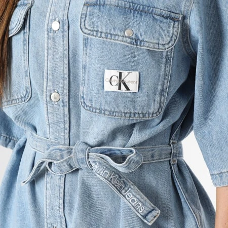Calvin Klein Robe Chemise Jean Manches Courtes Femme 1268 Bleu Denim 4 Calvin Klein Robe Chemise Jean Manches Courtes Femme 1268 Bleu Denim â Image 2