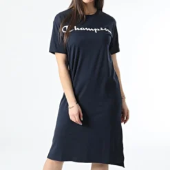 Champion Robe Tee Shirt Femme Oversize 114890 Bleu Marine