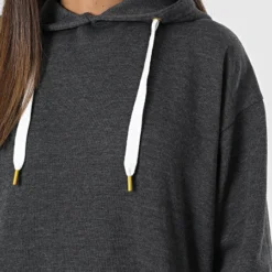 Robe Sweat Capuche Femme JW22 Gris Chiné -Promos Sublisane Magasin girls outfit 334511 JW22 314 01 CARBONE 20220927T161552 02