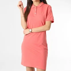 Robe Polo Manches Courtes Femme Corail