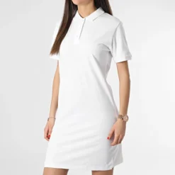 Robe Polo Manches Courtes Femme Blanc