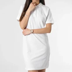Robe Polo Manches Courtes Femme Blanc -Promos Sublisane Magasin girls outfit 356297 314 01 WHITE 20230210T162251 03