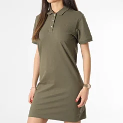 Robe Polo Manches Courtes Femme Vert Kaki -Promos Sublisane Magasin girls outfit 356302 314 01 MILITARY 20230210T161822 03