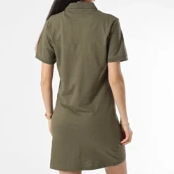 Robe Polo Manches Courtes Femme Vert Kaki -Promos Sublisane Magasin girls outfit 356302 314 01 MILITARY 20230210T161823 04