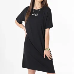 Hugo Robe Tee Shirt Femme Unite 50490711 Noir