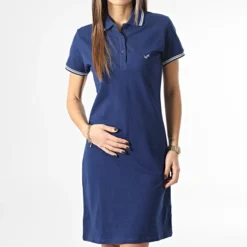 KAPORAL Robe Polo Manches Courtes Femme Julix Bleu Marine Argenté -Promos Sublisane Magasin kaporal 350137 JULIXW22 NAVY 20221208T150637 03