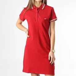 KAPORAL Robe Polo Manches Courtes Femme Julix Rouge Argenté