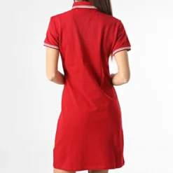 KAPORAL Robe Polo Manches Courtes Femme Julix Rouge Argenté -Promos Sublisane Magasin kaporal 350138 JULIXW22 CARMIN 20221208T150604 04