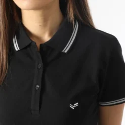 KAPORAL Robe Polo Manches Courtes Femme Julix Noir Argenté -Promos Sublisane Magasin kaporal 350139 JULIXW22 BLACK 20221209T140700 02