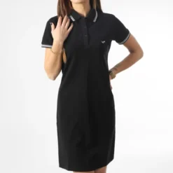 KAPORAL Robe Polo Manches Courtes Femme Julix Noir Argenté -Promos Sublisane Magasin kaporal 350139 JULIXW22 BLACK 20221209T140702 03