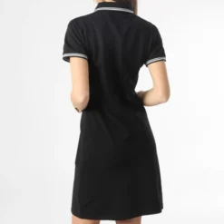 KAPORAL Robe Polo Manches Courtes Femme Julix Noir Argenté -Promos Sublisane Magasin kaporal 350139 JULIXW22 BLACK 20221209T140703 04