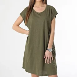 Noisy May Robe Tee Shirt Femme Vert Kaki