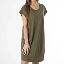 Noisy May Robe Tee Shirt Femme Vert Kaki -Promos Sublisane Magasin noisy may 356552 27019765 BURNT OLIVE 20230208T152746 03