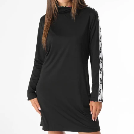 Robe Manches Longues A Bandes Femme Flower Réversible Noir Bleu Rouge 5 Robe Manches Longues A Bandes Femme Flower Réversible Noir Bleu Rouge – Image 3