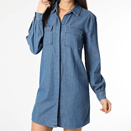 ONLY Robe Jean A Manches Longues Femme Meadow Life Bleu Denim 3 ONLY Robe Jean A Manches Longues Femme Meadow Life Bleu Denim