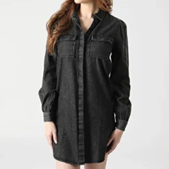 ONLY Robe Jean A Manches Longues Femme Meadow Life Gris Anthracite Chiné -Promos Sublisane Magasin only 293492 15239378 GREY DENIM 20211210T152301 03