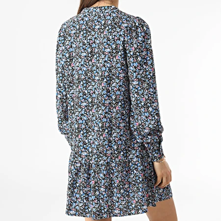 ONLY Robe Manches Longues Femme Piper Noir Bleu Floral 6 ONLY Robe Manches Longues Femme Piper Noir Bleu Floral – Image 4