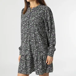 ONLY Robe Manches Longues Femme Piper Noir Vert Floral -Promos Sublisane Magasin only 300332 15247367 BLACK WHITE LI 20220201T162019 03