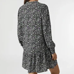 ONLY Robe Manches Longues Femme Piper Noir Vert Floral -Promos Sublisane Magasin only 300332 15247367 BLACK WHITE LI 20220201T162021 04