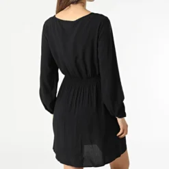 ONLY Robe Manches Longues Femme Ellis Noir -Promos Sublisane Magasin only 301485 15248622 BLACK 20220201T163829 04