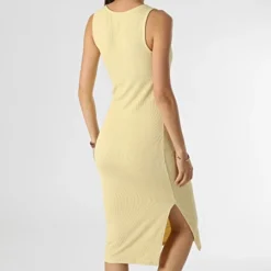 ONLY Robe Femme Bianca Jaune -Promos Sublisane Magasin only 316452 15261553 STRAW 20220505T163802 04