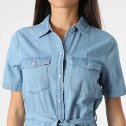 ONLY Robe Jean Manches Courtes Femme Bella Bleu Wash -Promos Sublisane Magasin only 319481 15231238 LIGHT BLUE DENIM 20220518T150355 02