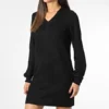 ONLY Robe Pull Col V Femme Drea 15271687 Noir -Promos Sublisane Magasin only 338294 15271687 BLACK SOLID 20221011T155344 01