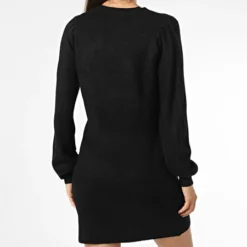 ONLY Robe Pull Col V Femme Drea 15271687 Noir -Promos Sublisane Magasin only 338294 15271687 BLACK SOLID 20221011T155348 04