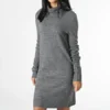 ONLY Robe Pull Femme Col Roulé Elanor Gris Chiné -Promos Sublisane Magasin only 344393 15265240 DARK GREY MEL 20221104T160336 01